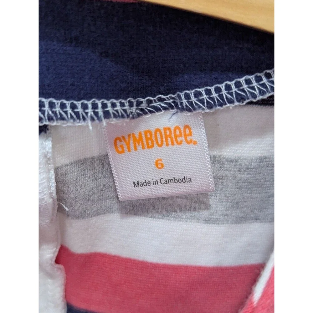 Gymboree Kids A Line Dress Nautical Stripes Pink Blue Gray Short Girls Size 6